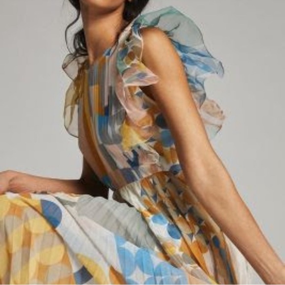 PANKAJ & NIDHI Norma Pleated Maxi Dress 4P - Picture 5 of 13